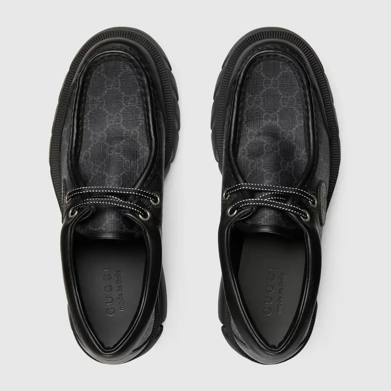 Giày Gucci Men's Lace-up with Interlocking G 674367-96GD0-1000 - Ảnh 3