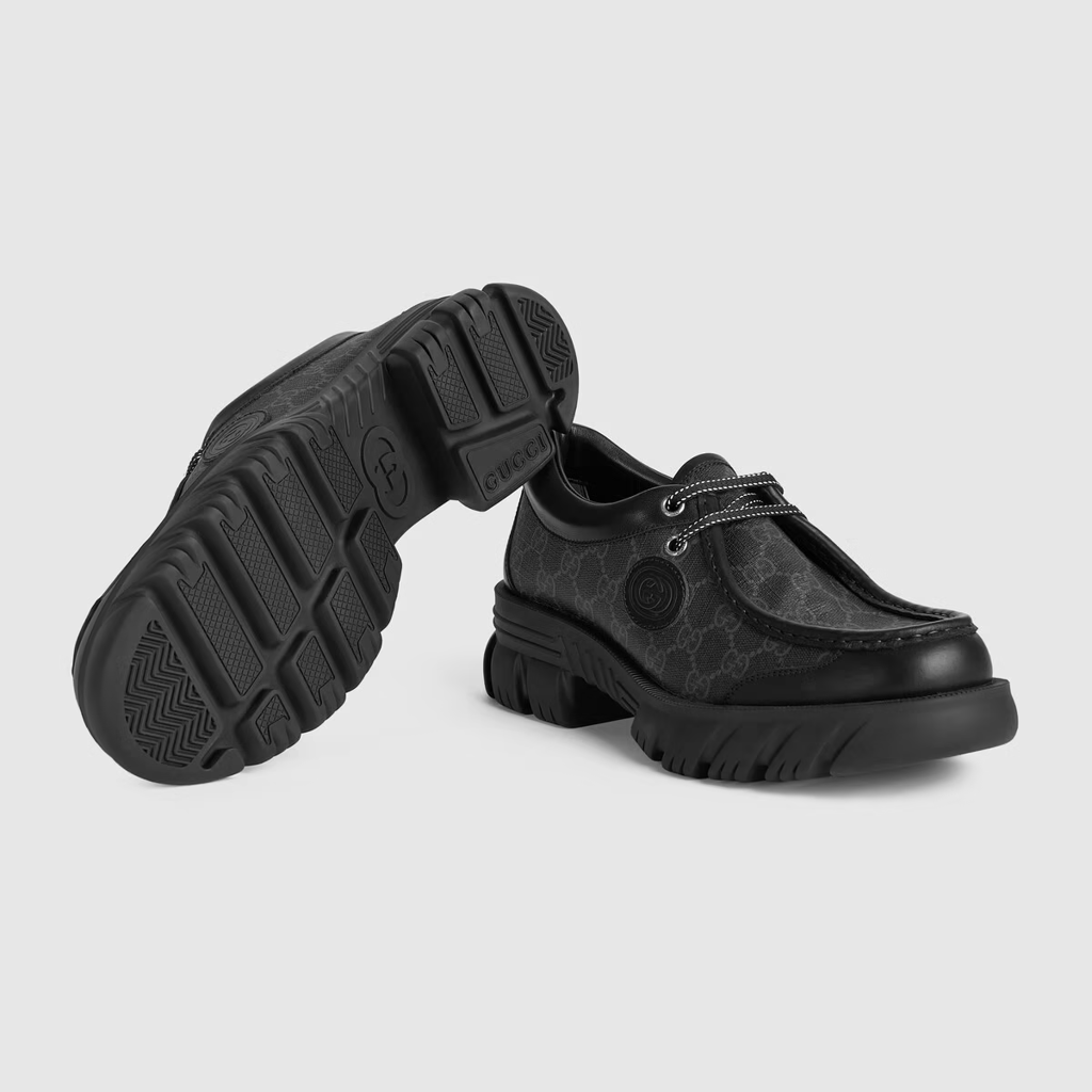 Giày Gucci Men's Lace-up with Interlocking G 674367-96GD0-1000 - Ảnh 5