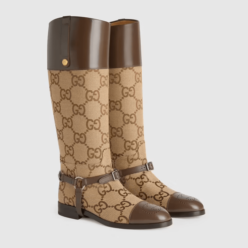Giày Gucci Knee High Boot With Harness Beige 675658-UKO50-2597 - Ảnh 2