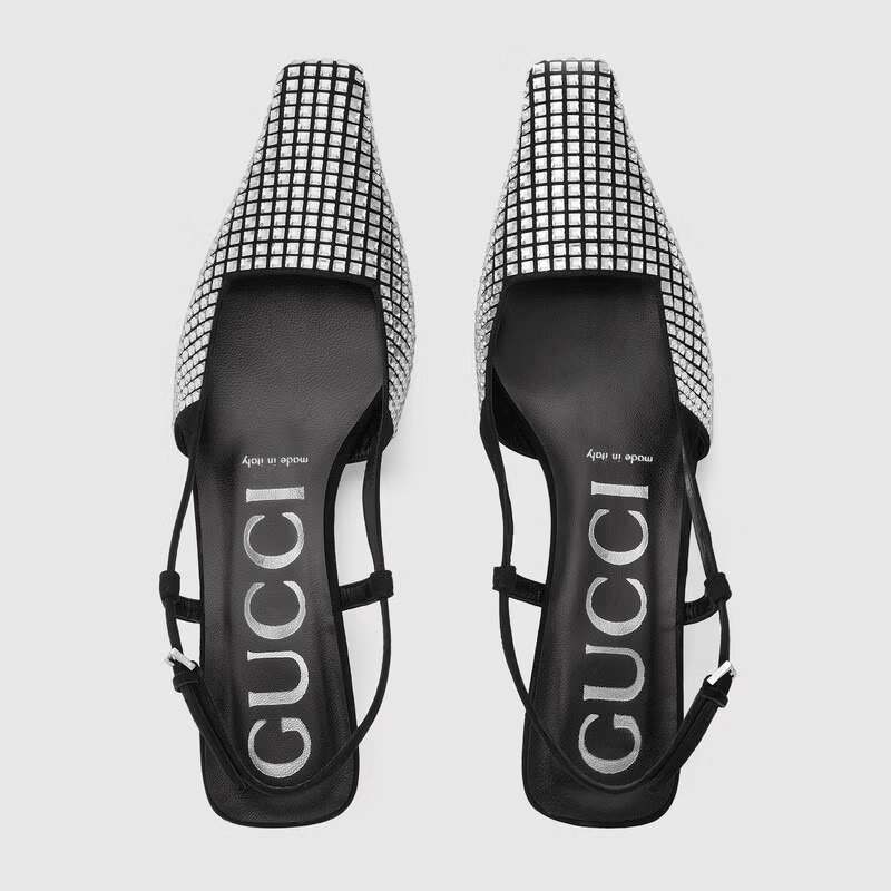 Giày Gucci Women's Slingback Pump with Crystals 679364-C2000-1000 - Ảnh 3