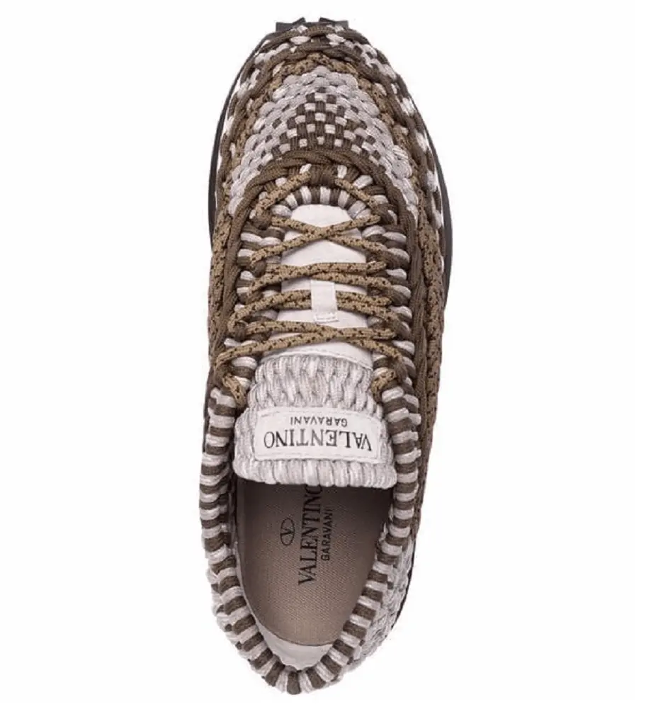 Giày Valentino Garavani Crochet Woven Fabric Sneakers WY2S0E41ZXBY08 - Ảnh 5