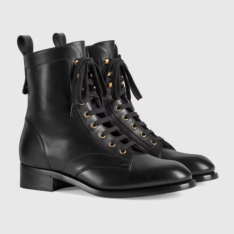 Alternative view of Giày Gucci Mens Lace Up Ankle Boot Black Leather 680813-1W600-1000