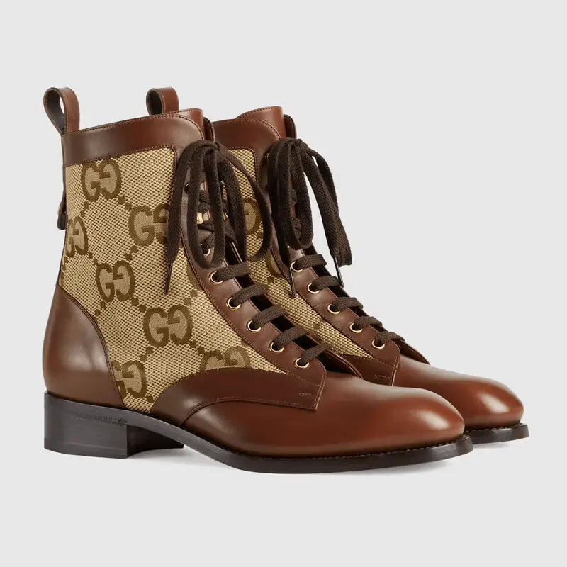 Alternative view of Giày Gucci Lace Up Ankle Boot Maxi GG Canvas 680813-1W6F0-2272