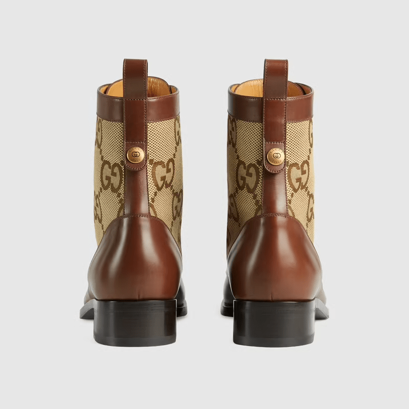Giày Gucci Lace Up Ankle Boot Maxi GG Canvas 680813-1W6F0-2272 - Ảnh 6
