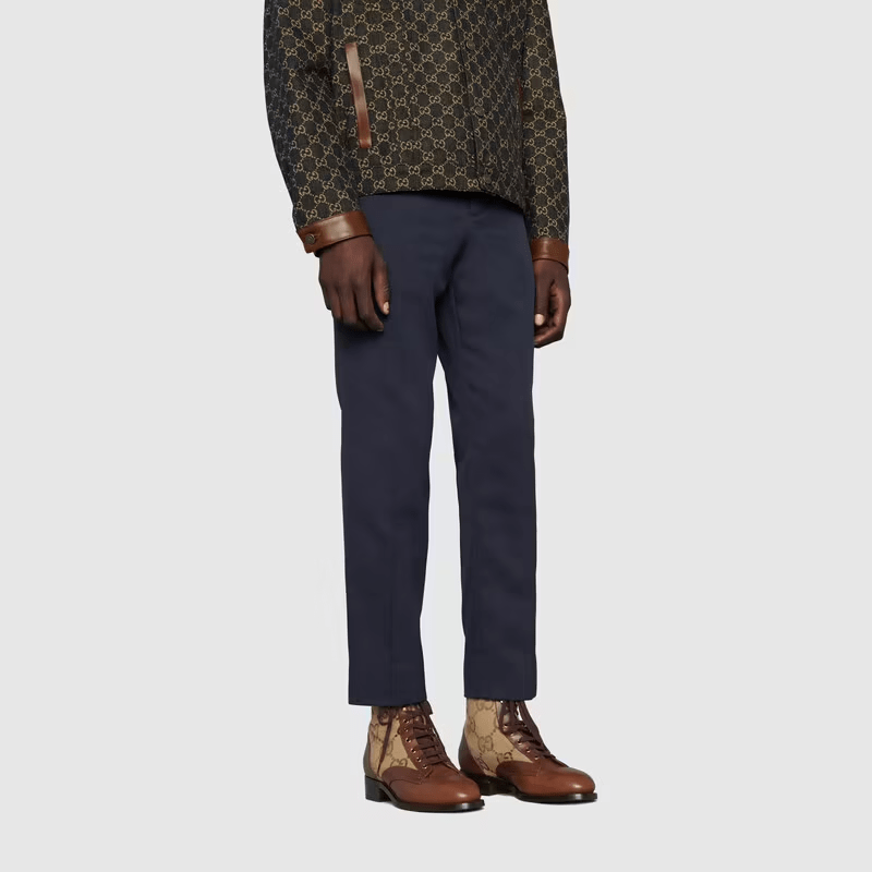 Giày Gucci Lace Up Ankle Boot Maxi GG Canvas 680813-1W6F0-2272 - Ảnh 4