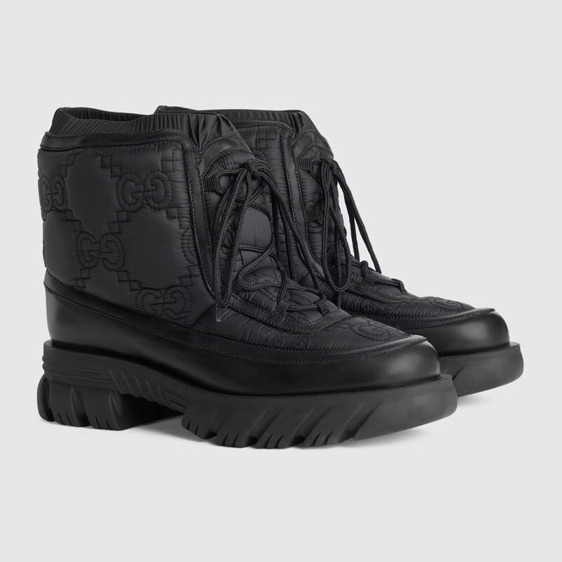 Giày Gucci GG Ankle Boot Black Leather Trim 680888-UF720-1000 - Ảnh 2