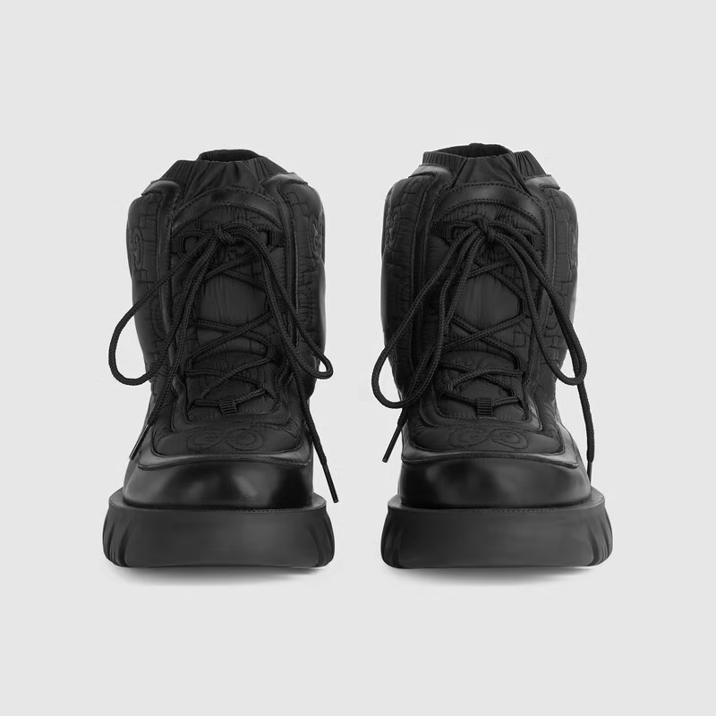 Giày Gucci GG Ankle Boot Black Leather Trim 680888-UF720-1000 - Ảnh 4