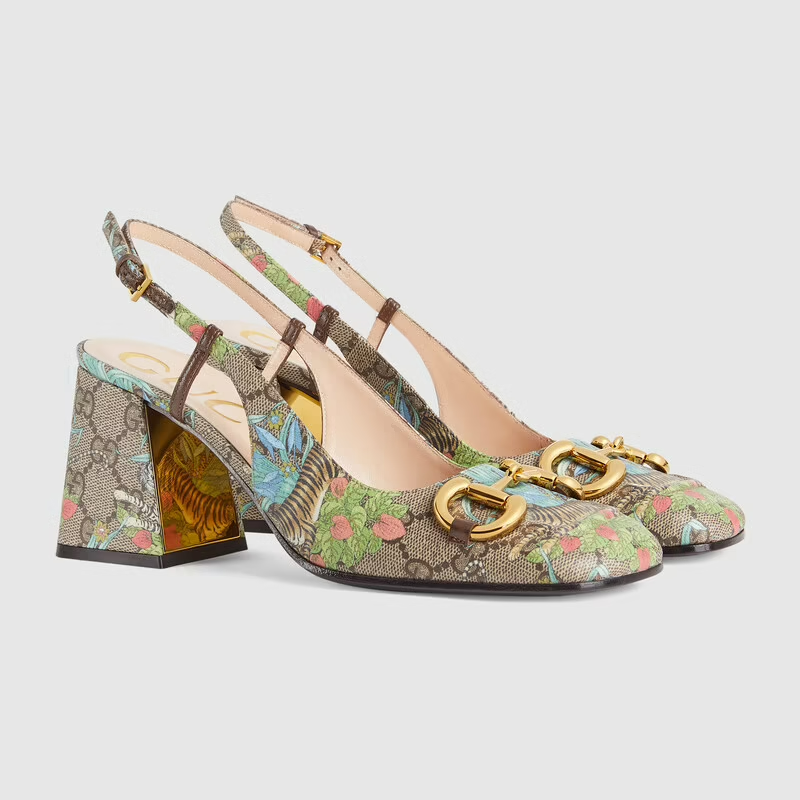 Giày Gucci Tiger Women's Mid-heel Slingback 687580-UUA10-8471 - Ảnh 2
