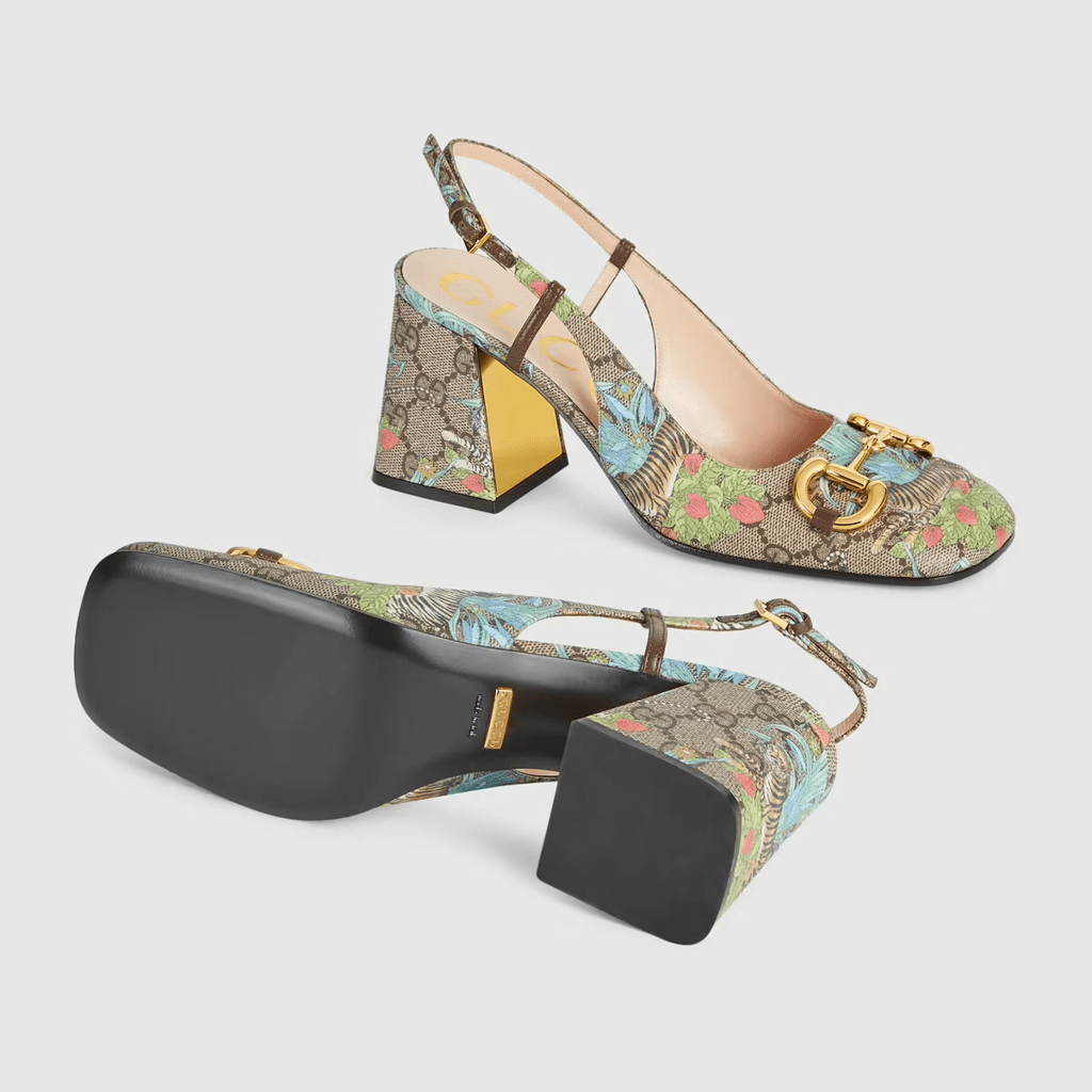 Giày Gucci Tiger Women's Mid-heel Slingback 687580-UUA10-8471 - Ảnh 5