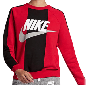 Áo Nike Womans Fleece Crew Sweat Shirt Red Black AV5927-657
