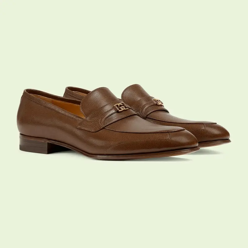 Giày Gucci loafer with Interlocking G Brown 692253-D3V00-2361 - Ảnh 4