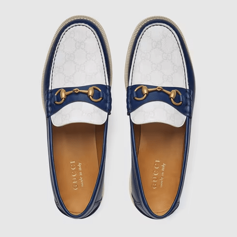Giày Gucci Loafer with Horsebit Navy Blue 695049-UPG50-4890 - Ảnh 4