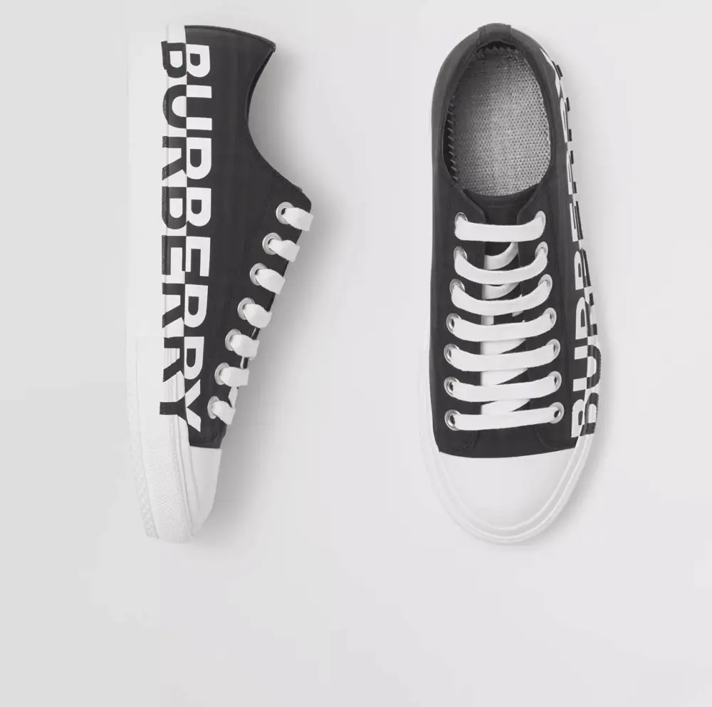 Giày Burberry Logo Print Two-Tone White Black 80109101 - Ảnh 5