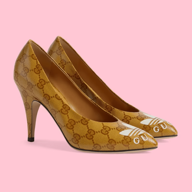 Giày Cao Gót Gucci x Adidas Women's GG pump 'Yellow' 702221-UVS00-7122 - Ảnh 4