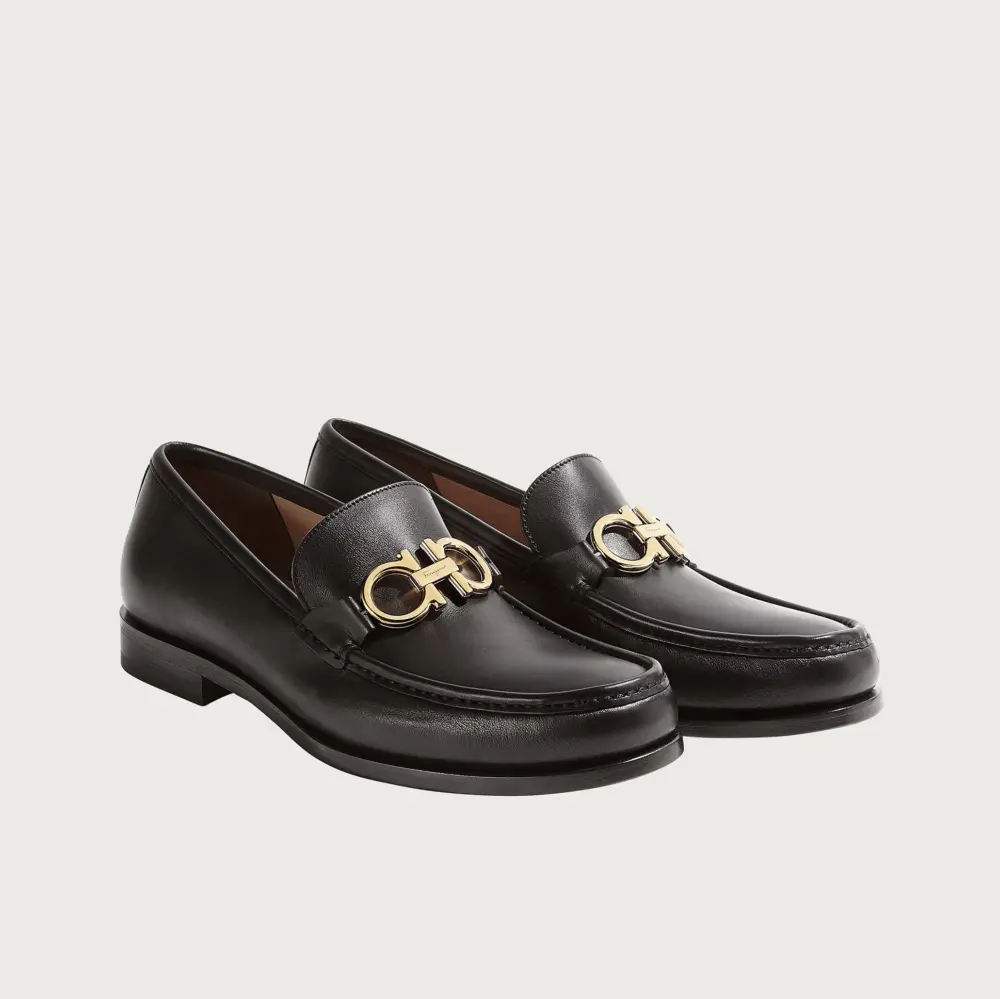 Giày Salvatore Ferragamo Men's Black Gancini Moccasin 02B715-712557 - Ảnh 5