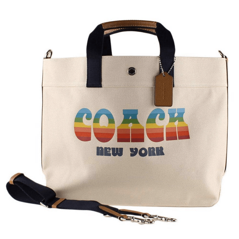 Túi Coach Extra Large Canvas Rainbow Tote Bag Chalk Coach F72848
