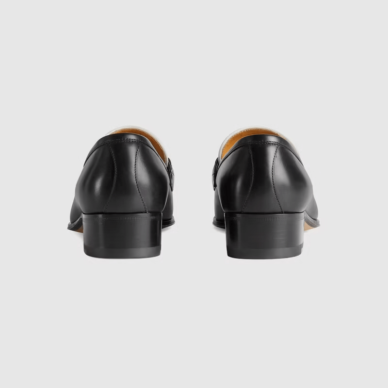 Giày Gucci Loafer With Web And Interlocking G White And Black Leather 674662-1W6B0-1170 - Ảnh 5