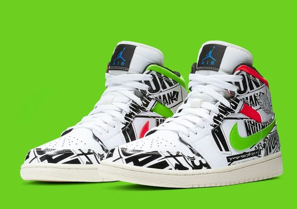 Alternative view of Giày Nike Air Jordan 1 Mid 'Over-Print Logos' 554724-119