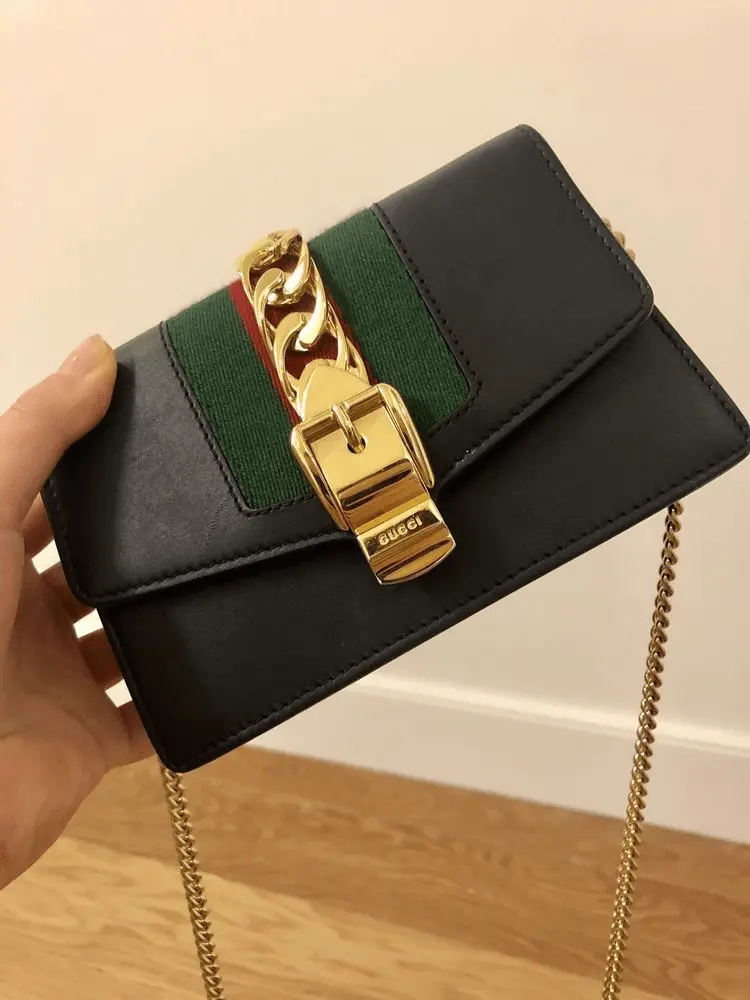 Túi Gucci Sylvie Leather Mini Chain Bag 494646 CWLSG 1060 - Ảnh 5