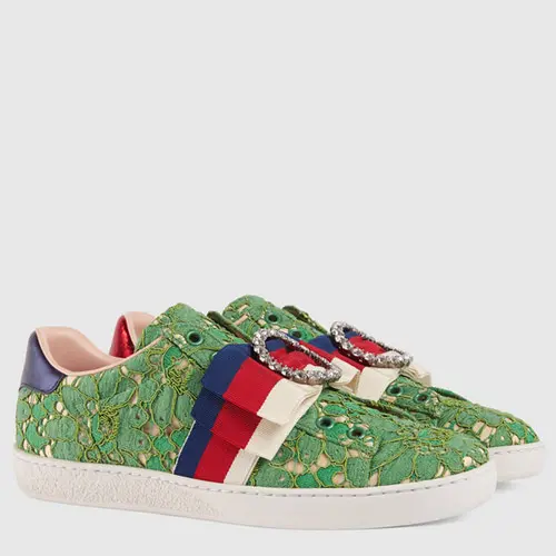 Alternative view of Giày Gucci Green Flat Heel Sneakers Casual Shoes 498705-9MW10-3876
