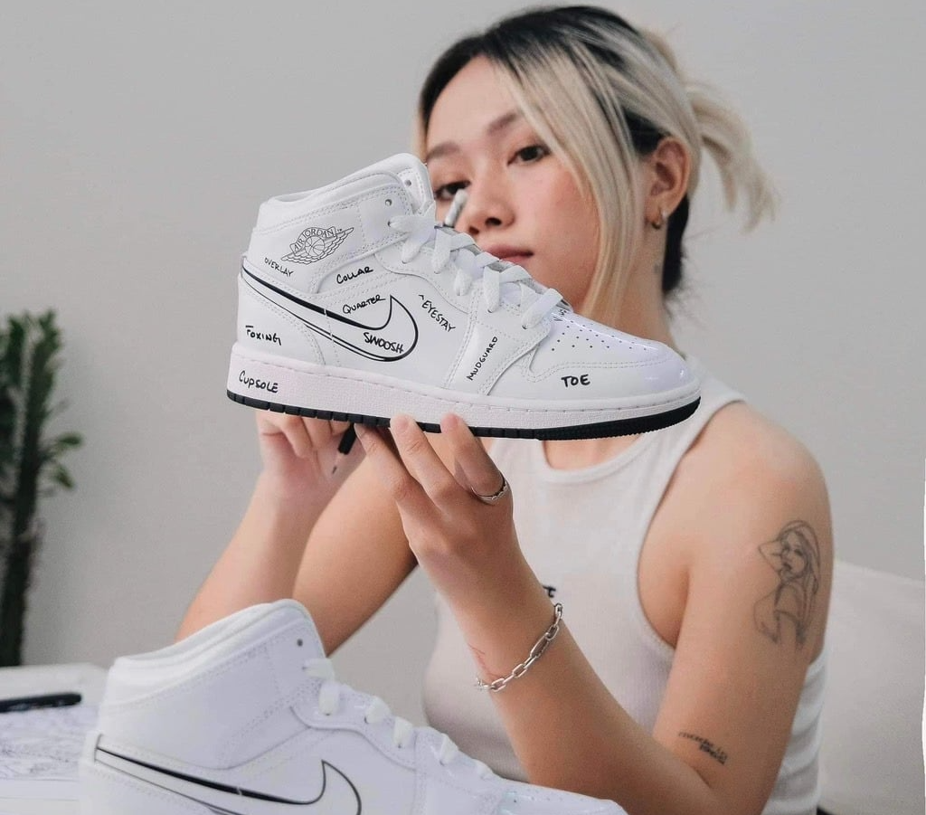 Giày Nike Air Jordan 1 Mid GS ‘Schematic’ DQ1864-100 - Ảnh 4