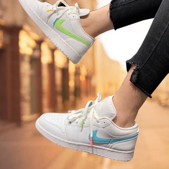 Giày Nike Air Jordan 1 Low White Multi-Color Swoosh CW7033-100 - Ảnh 4