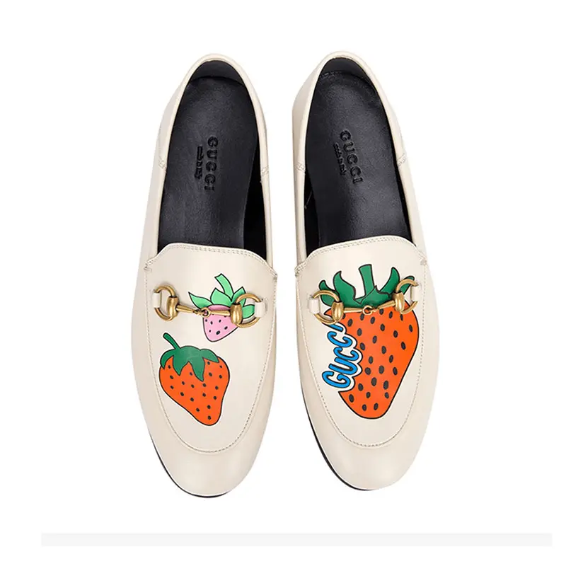Giày Gucci Strawberry Print Horsebit Loafers 580081-1GN00-9531 - Ảnh 4