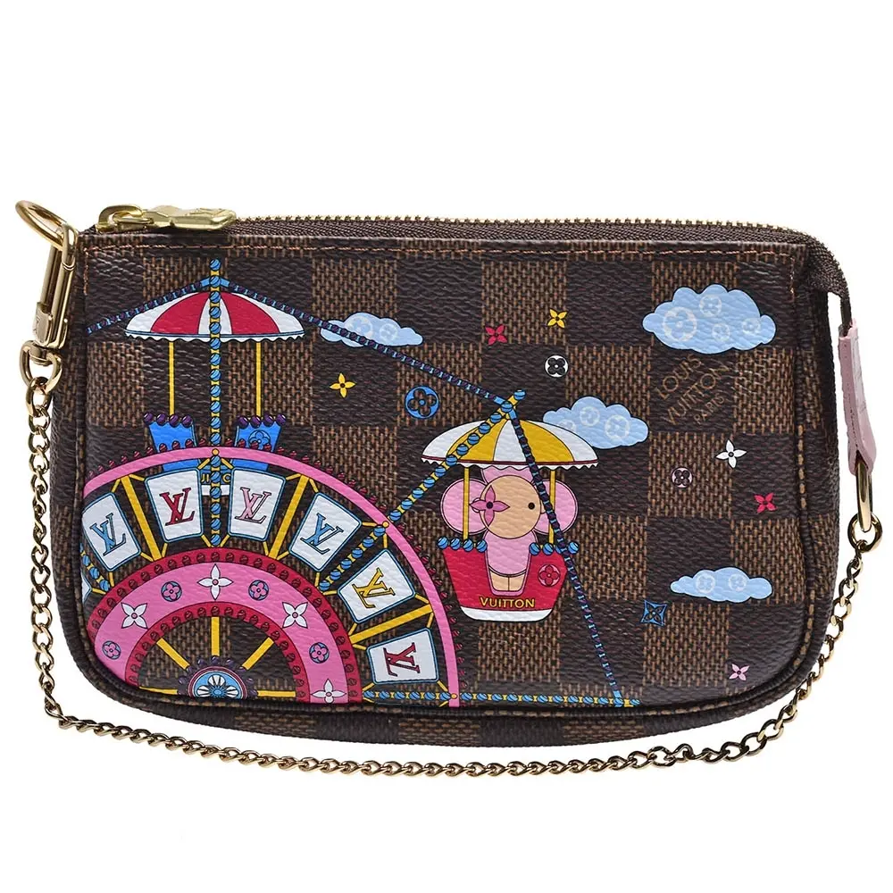 Túi Louis Vuitton Pochette Accessoires Mini Pink Coated Canvas Wristlet N60402
