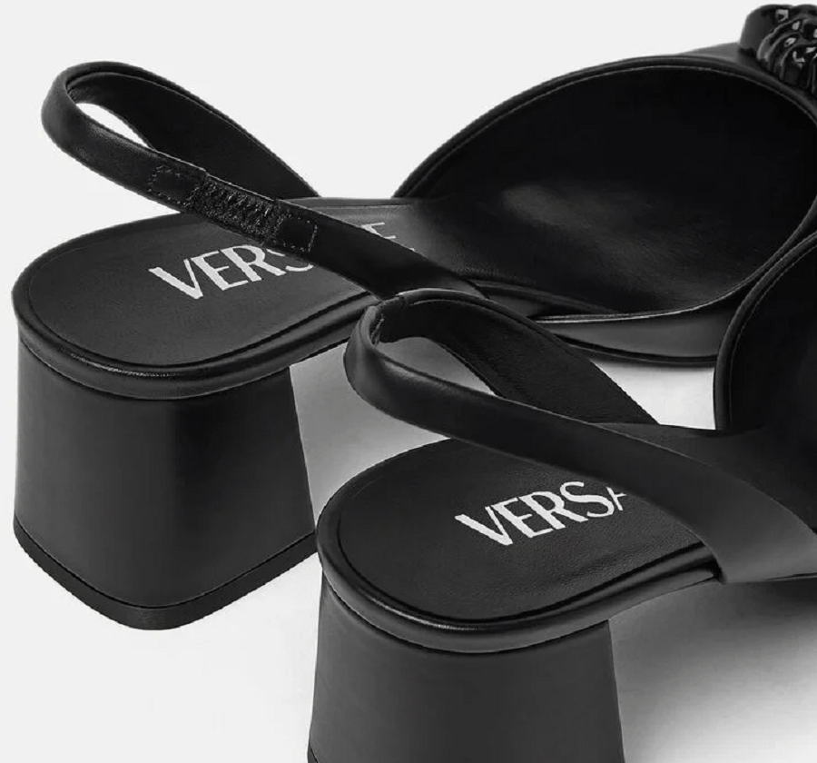 Giày Versace La Medusa Leather Sling-back Pumps 1003138-DVT2P-1B090 - Ảnh 2