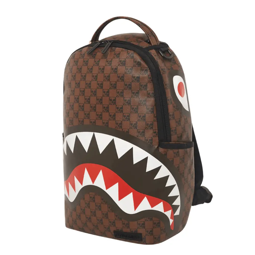 Balo Sprayground Skull Check In Paris Brown 910B3554NSZ - Ảnh 6