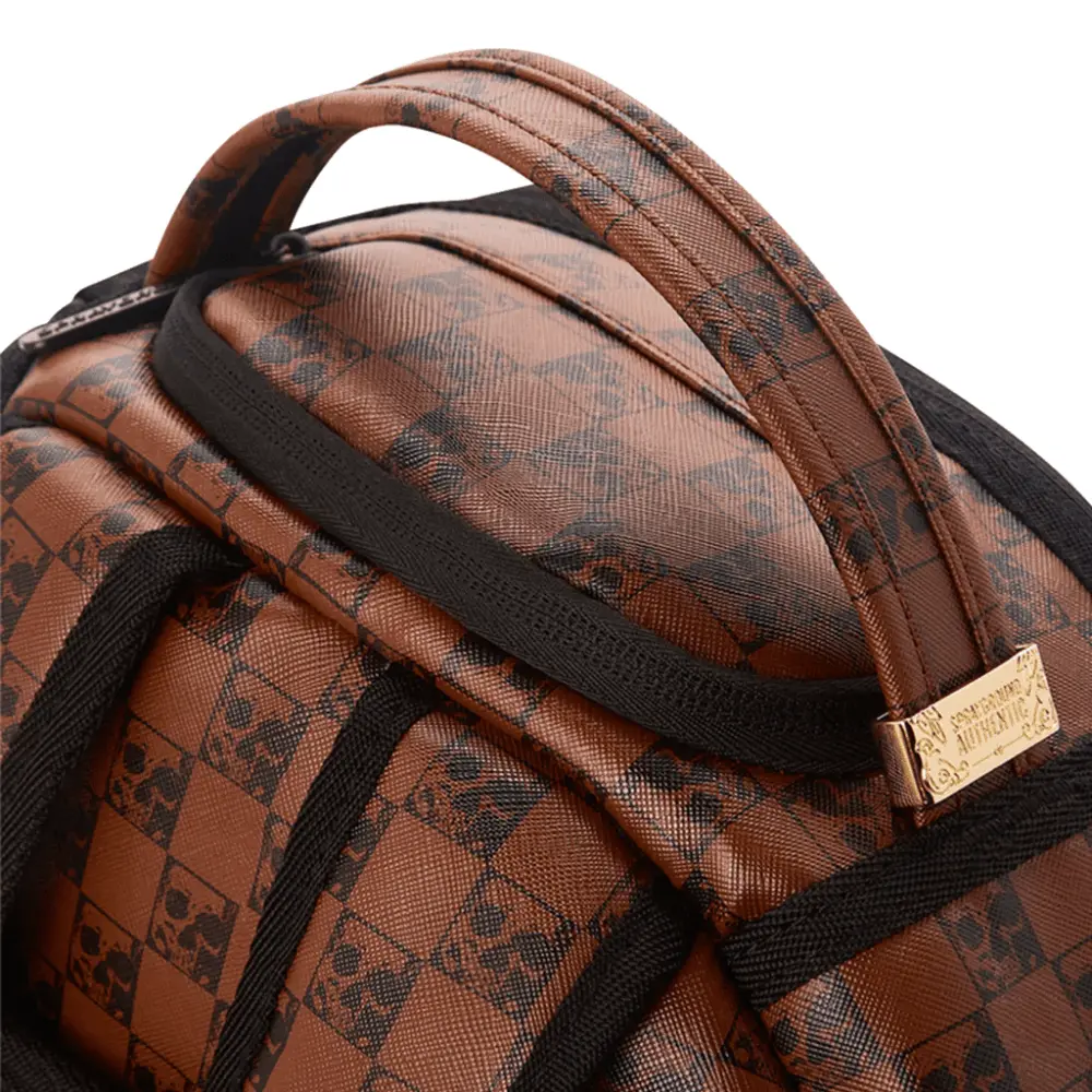 Balo Sprayground Skull Check In Paris Brown 910B3554NSZ - Ảnh 3