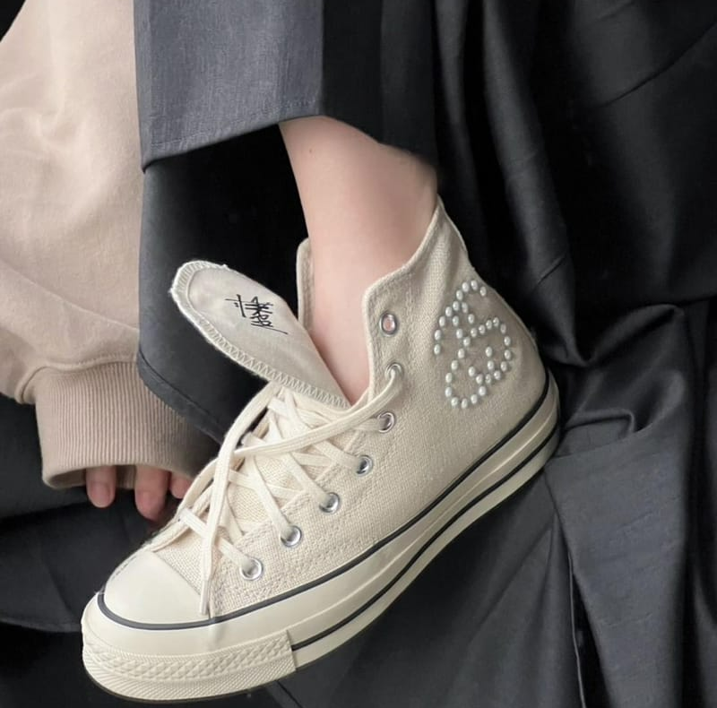 Giày Converse Chuck Taylor All-Star 70 Hi Stussy 'Fossil Pearl' A02051C - Ảnh 4