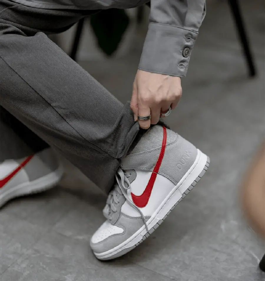 Giày Nike Dunk High Athletic Club Grey Red GS DH9750-001 - Ảnh 3