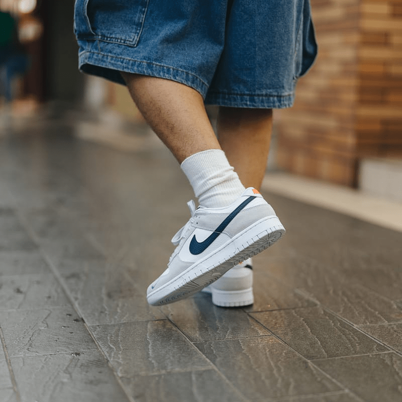 Giày Nike Dunk Low 'White Grey Navy Aqua' FJ4227-001 - Ảnh 4