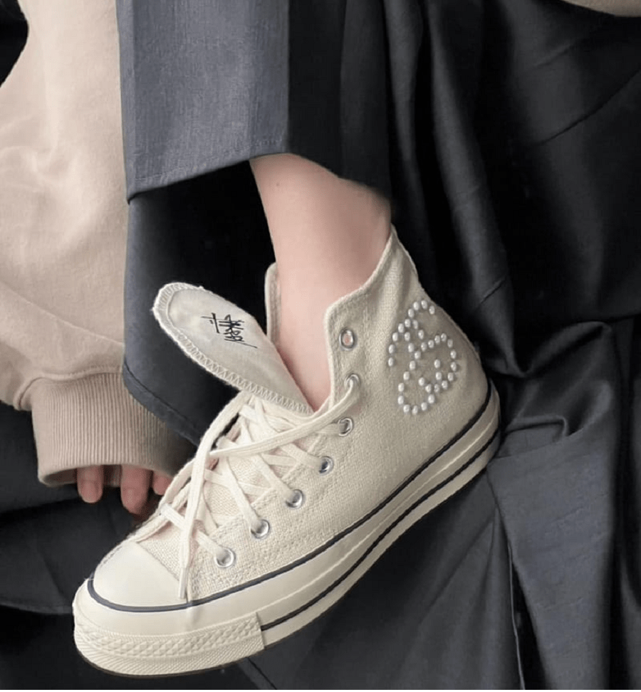 Giày Converse Chuck Taylor All-Star 70 Hi Stussy 'Fossil Pearl' A02051C - Ảnh 6