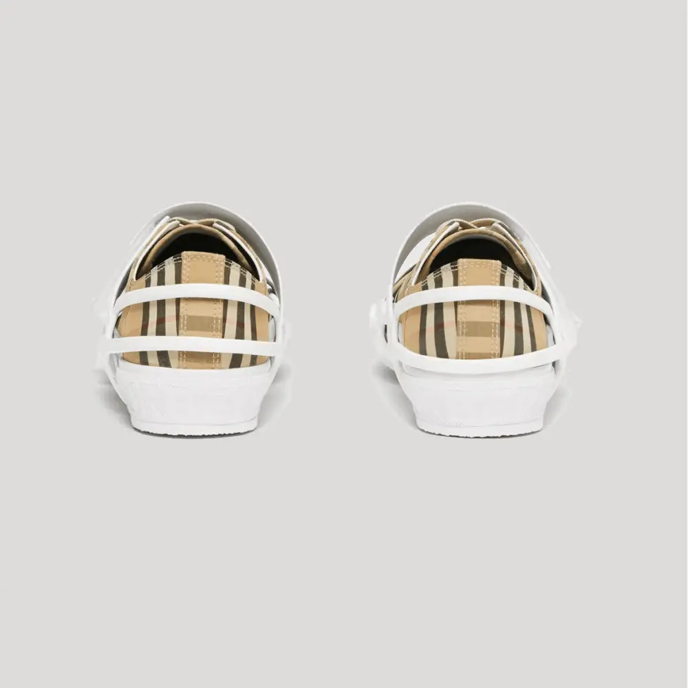 Giày Burberry Vintage Check Cotton Leather Webb Beige 80341431 - Ảnh 3