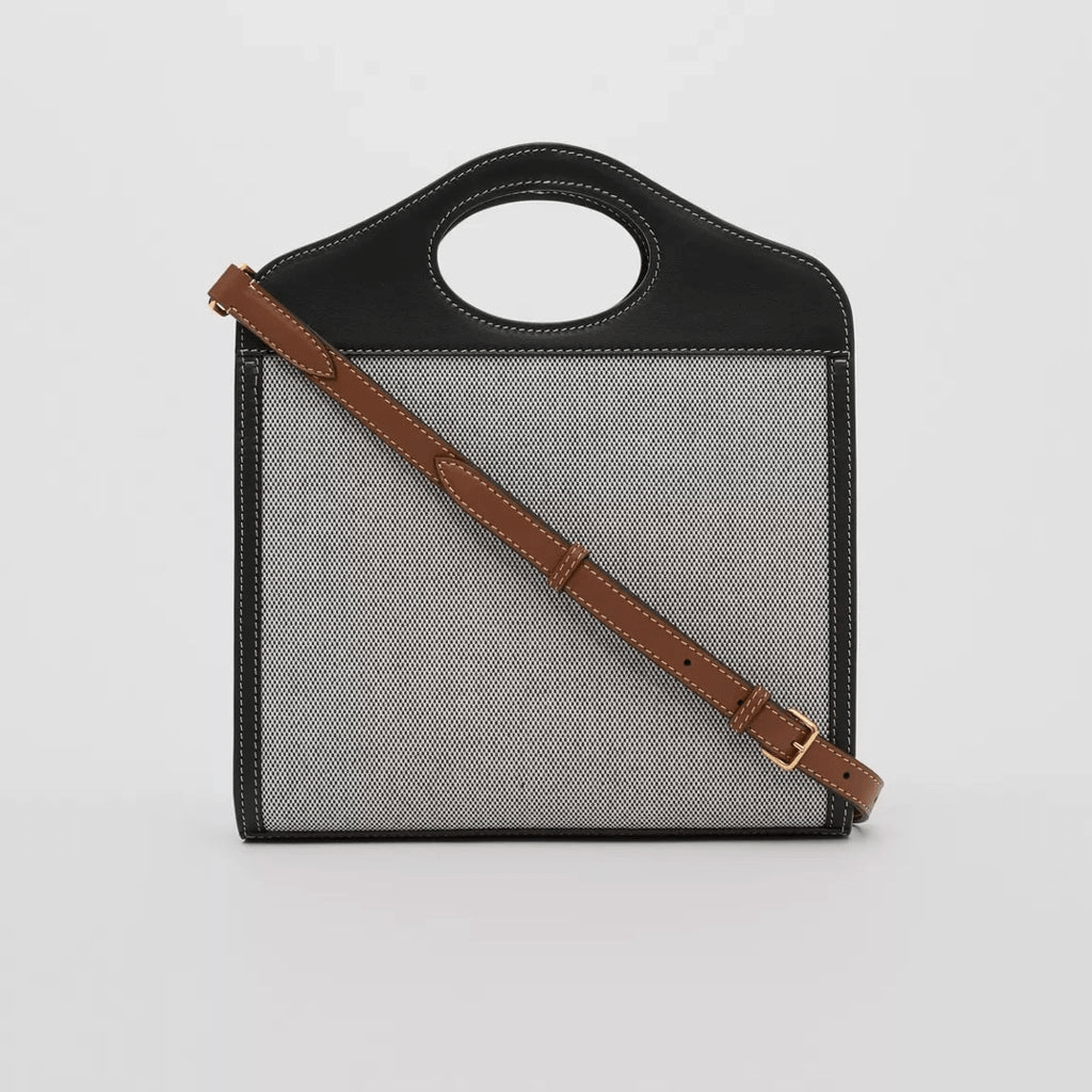 Túi Burberry Mini Tri-tone Cotton Canvas Leather Pocket 'Black' 8039363 - Ảnh 2