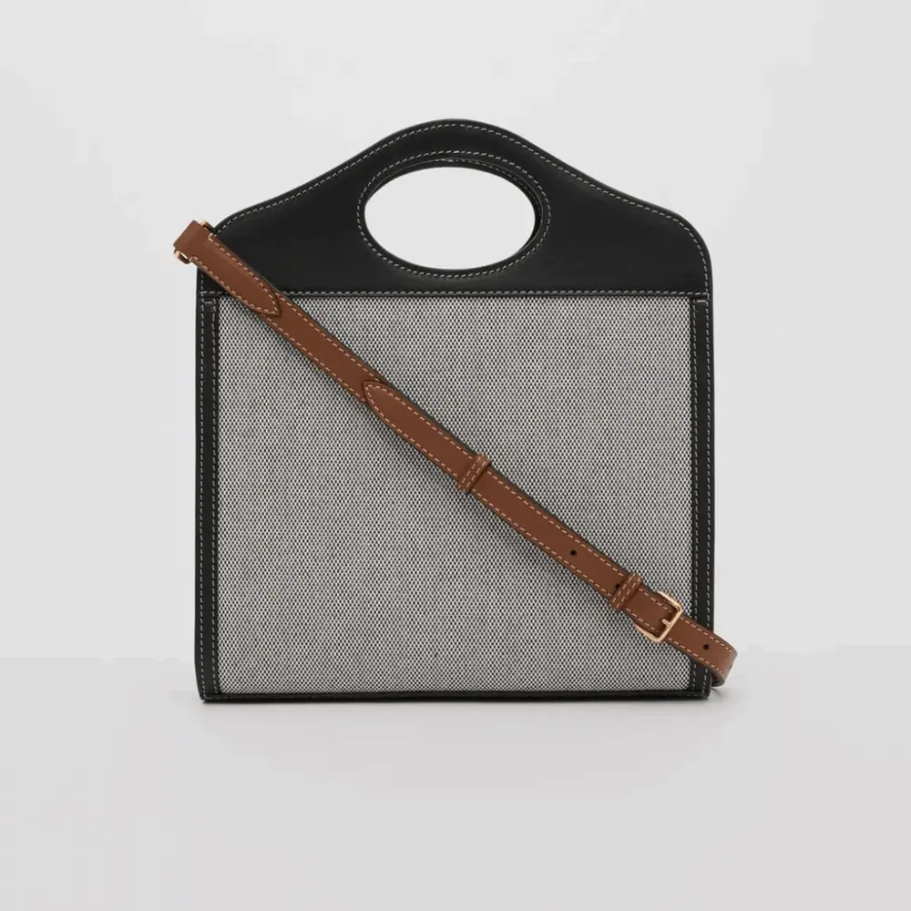 Alternative view of Túi Burberry Mini Tri-tone Cotton Canvas Leather Pocket 'Black' 8039363