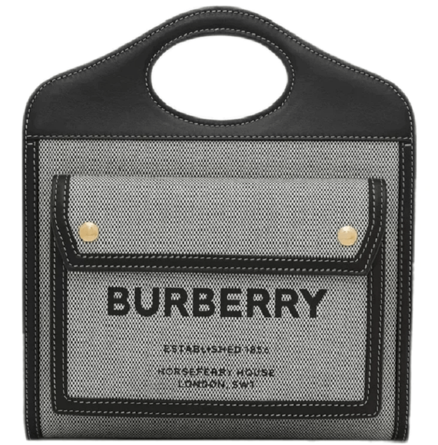 Túi Burberry Mini Tri-tone Cotton Canvas Leather Pocket 'Black' 8039363