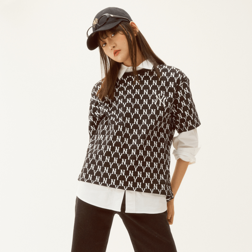 Áo MLB Monogram All Over Over Fit Short Sleeve Black 31TSM1131-50L - Ảnh 2