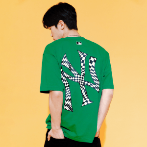 Alternative view of Áo MLB Checkerboard Logo Overfit Yankees ‘Paisley Green’ 3ATSO0233-50GND