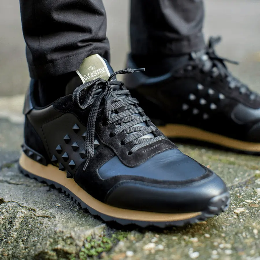 Giày Valentino Leather Rockstud Sneakers WY2S0748VRJM30 - Ảnh 4