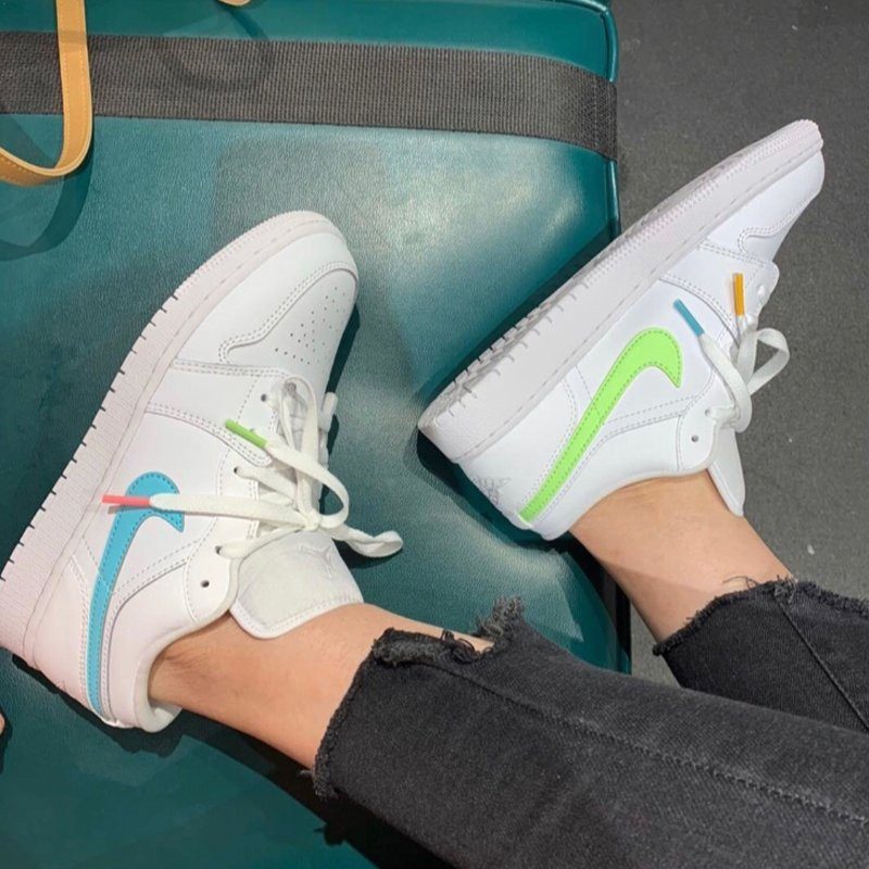 Giày Nike Air Jordan 1 Low White Multi-Color Swoosh CW7033-100 - Ảnh 3