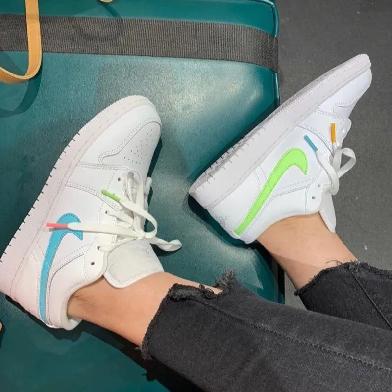 Giày Nike Air Jordan 1 Low White Multi-Color Swoosh CW7033-100 - Ảnh 3