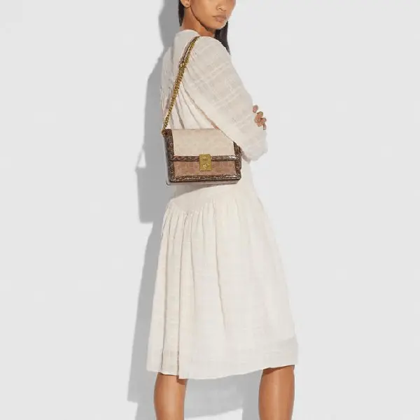 Túi Coach Hutton Shoulder Bag in Blocked Signature Canvas 89068 B4PVR - Ảnh 4
