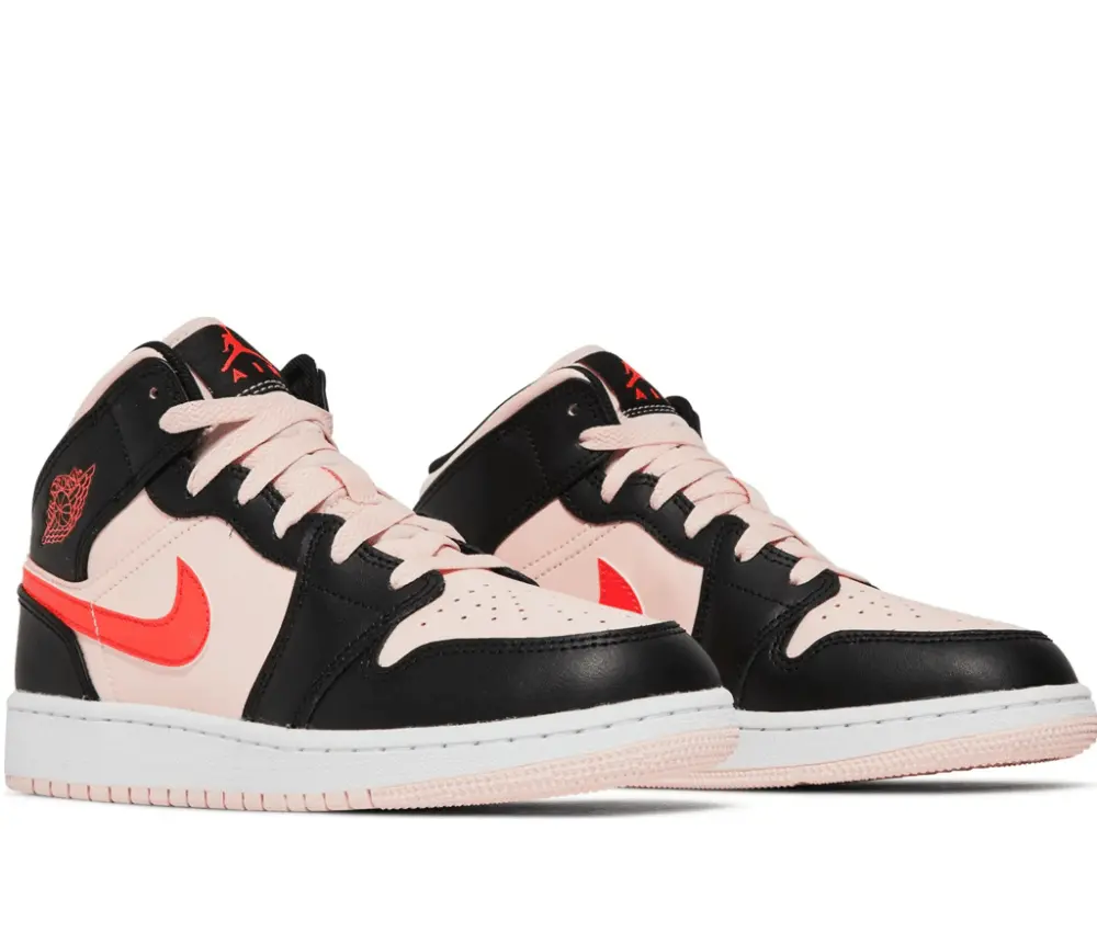 Giày Nike Air Jordan 1 Mid GS 'Black Pink Crimson' 554725-604 - Ảnh 7