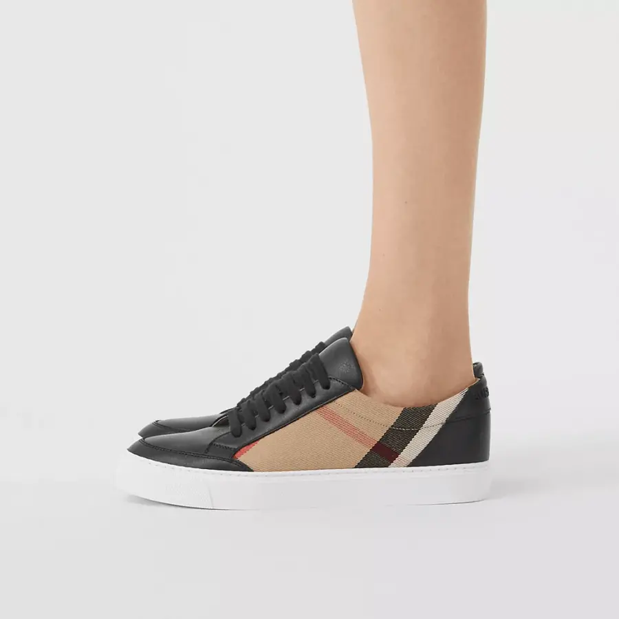Alternative view of Giày Burberry House Check Cotton And Leather 'Black' 80243311