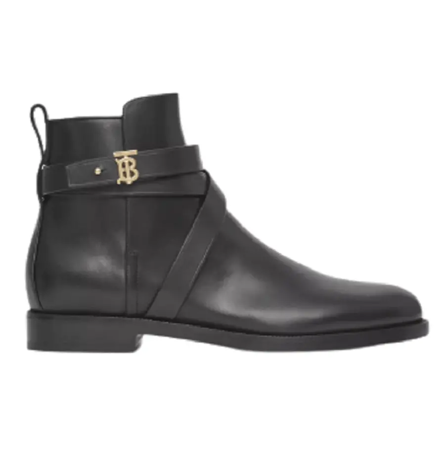 Giày Burberry Monogram Motif Leather Ankle Boots 'Black' 80423701