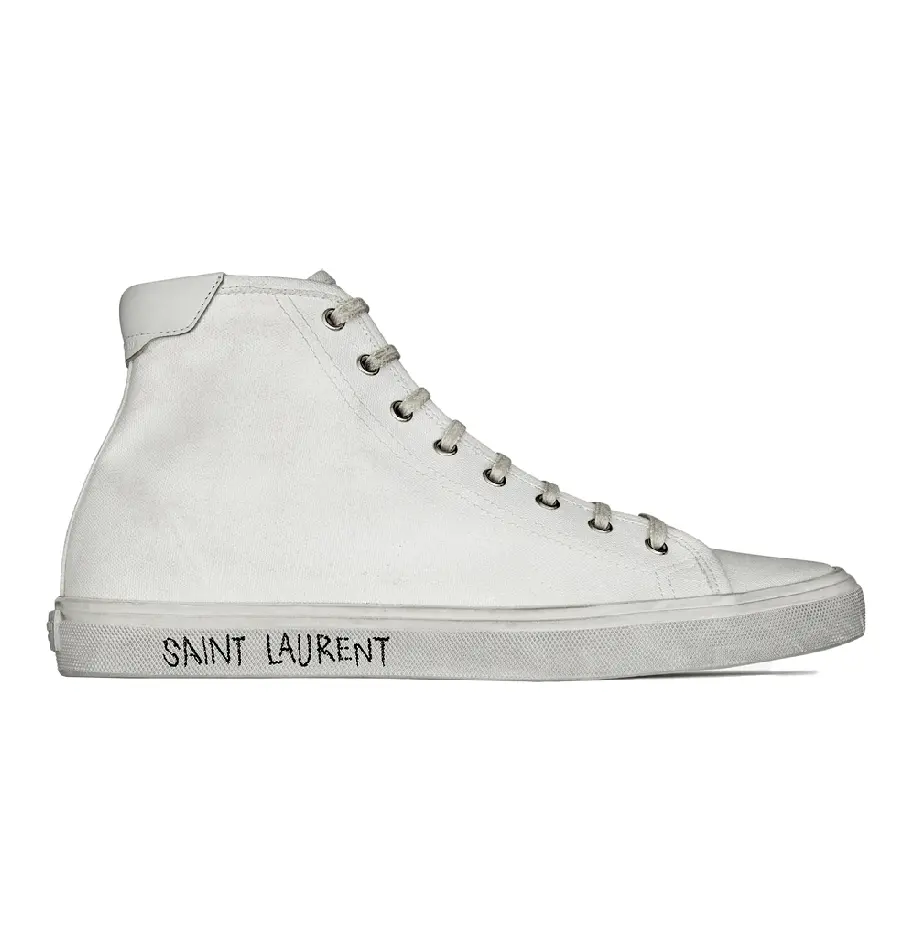 Giày Saint Laurent Malibu Mid Top Sneaker Optic White 606075GUZ209030