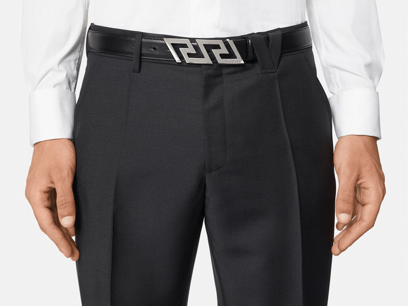 Thắt Lưng Versace La Greca Leather Belt Black 1002237-DVTP1-1B00E - Ảnh 3